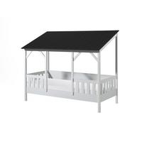 HAUSBETT Katiya 214x174x105 aus Massivholz+MDF in Weiß/Schwarz - Schwarz, Holz (90/200cm) - 58aufmkessel