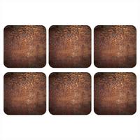 GLASUNTERSETZER 6er-Set Stahl - Rost - Bronze - Struktur 10x10 cm - Rostfarben, Naturmaterialien (10/0.2cm) - MuchoWow