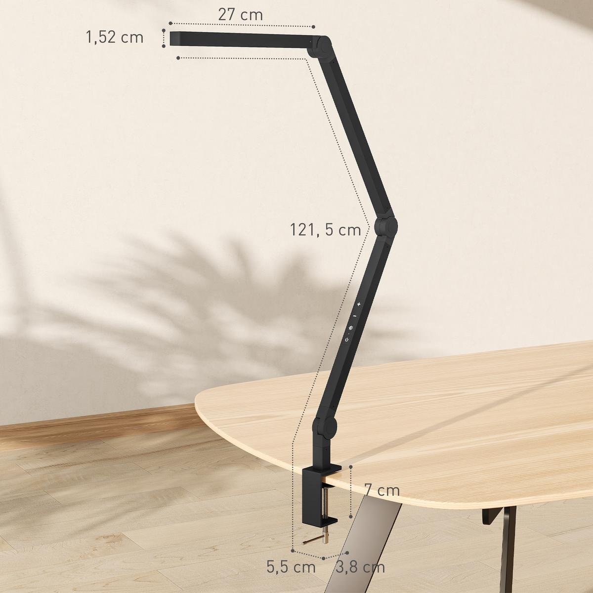 TISCHLEUCHTE, LED anpassbare Helligkeit Schwarz - Schwarz, Metall (121.5/3.8/5.5cm) - HOMCOM