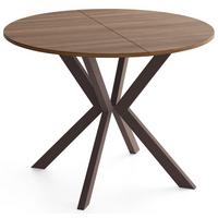 ESSTISCH Valio rund oval ausziehbar verlängerbar mit braunen Metallbeinen, Nussbaum Braun 90-130/90/76 cm - Walnussfarben/Braun, Holzwerkstoff/Metall (90/130/76cm) - WFL GROUP