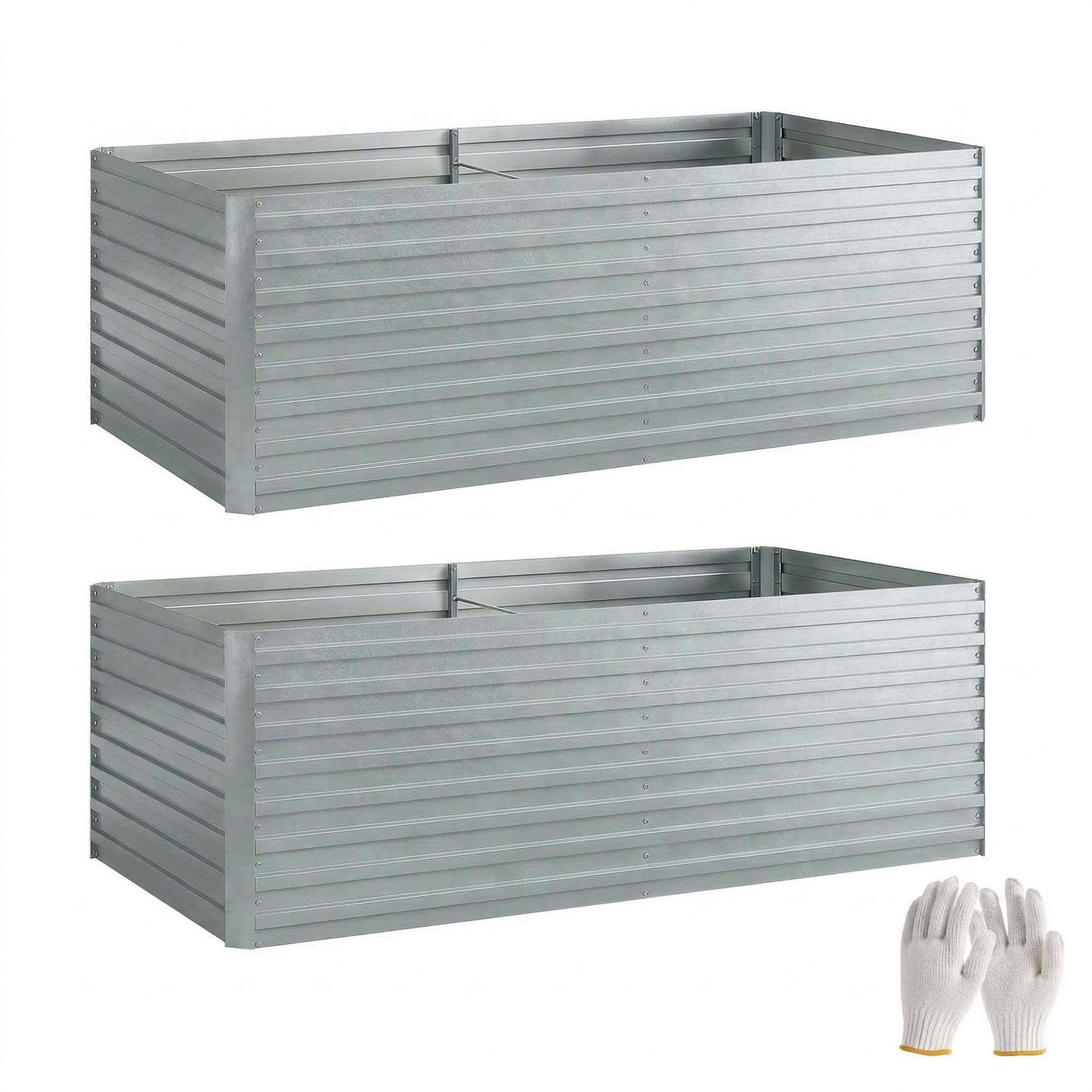 HOCHBEET 2ER-SET aus Stahl Silber - Silberfarben, Metall (90/60/180cm) - Outsunny