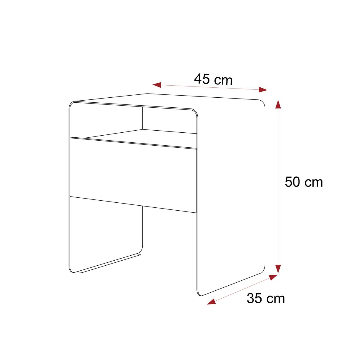 NACHTSCHRANK BOHO mit Schublade, 45/35/50 cm, Weiß - Weiß, Metall (45/50/35cm) - Idohome