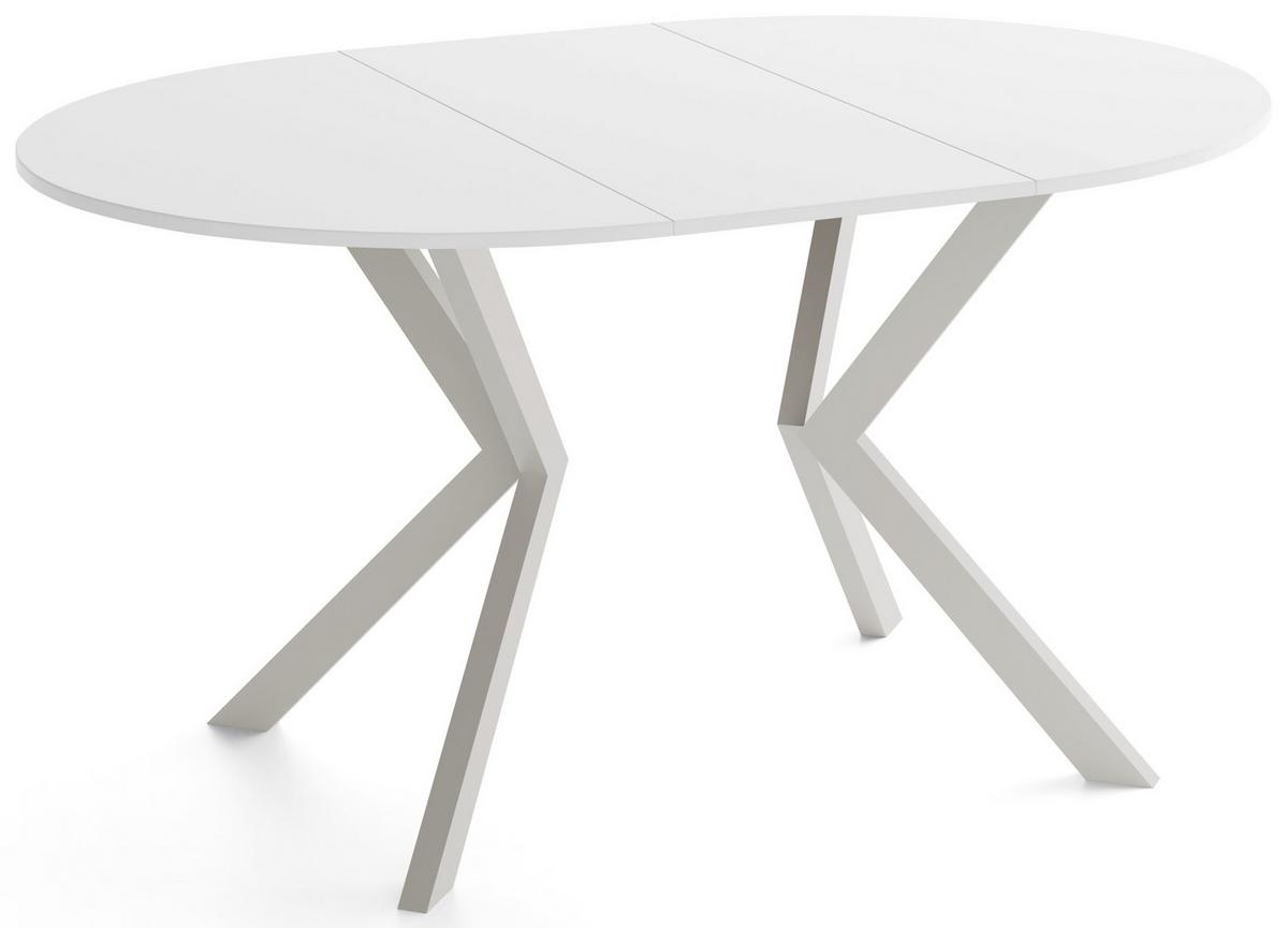 ESSTISCH Valio rund oval ausziehbar verlängerbar mit Metallbeinen in Kaschmir Grau, Weiß 90-130/90/76 cm - Kaschmir/Beige, Holzwerkstoff/Metall (90/130/76cm) - WFL GROUP