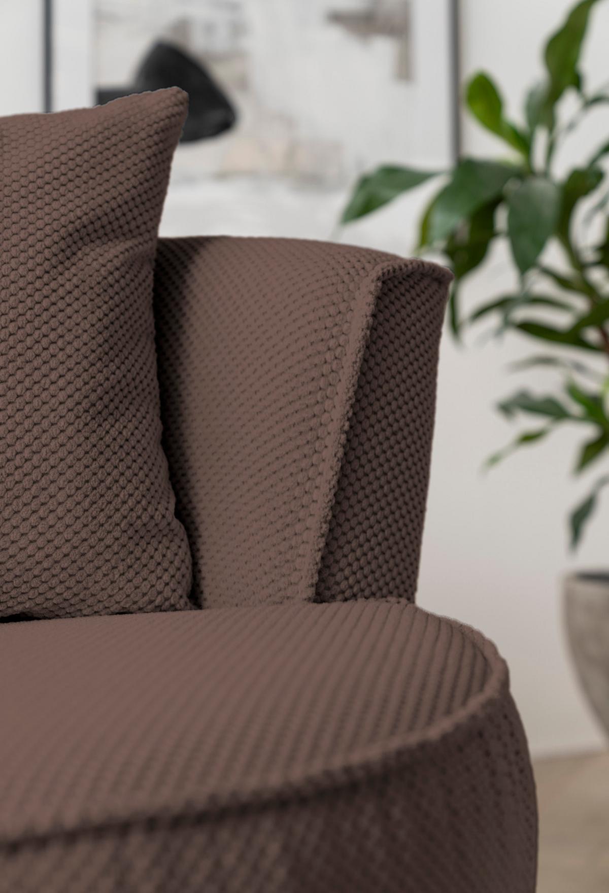 DREHSESSEL braun Web-Velours, XL Sessel 360° drehbar inklusive 3 x Kissen - Braun, Kunststoff/Textil (120/86/120cm)
