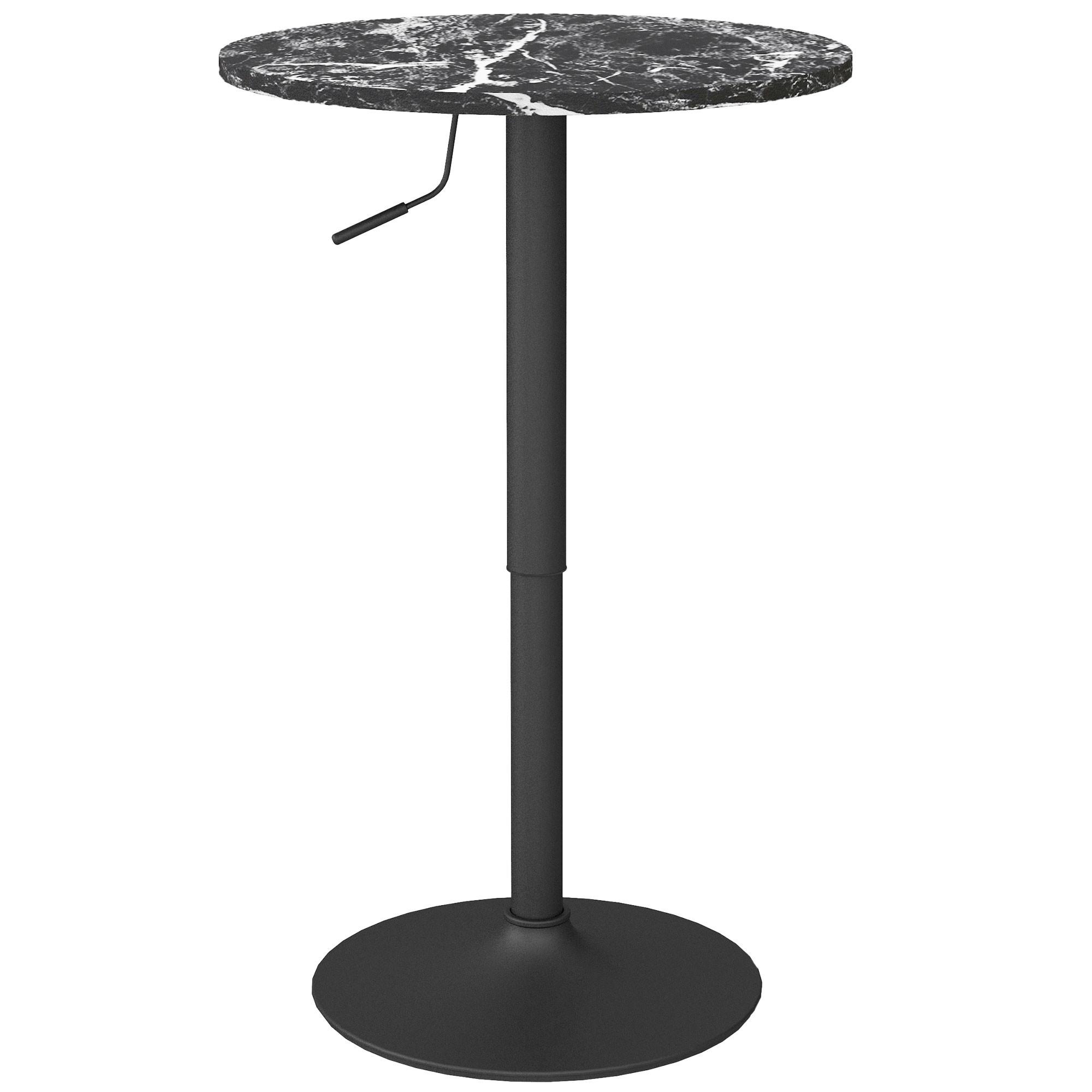BARTISCH Stehtisch Runder Esstisch für 2 Personen, Schwarz, Ø60 x 68-93,5cm - Schwarz, Holzwerkstoff (60/60/93.5cm) - HOMCOM