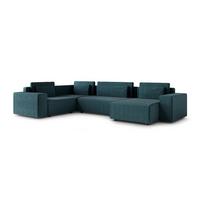 PANORAMASOFA Lorenzo 5 Sitzplätze Blau - Blau, Holz (378/85/236cm) - Petits-meubles
