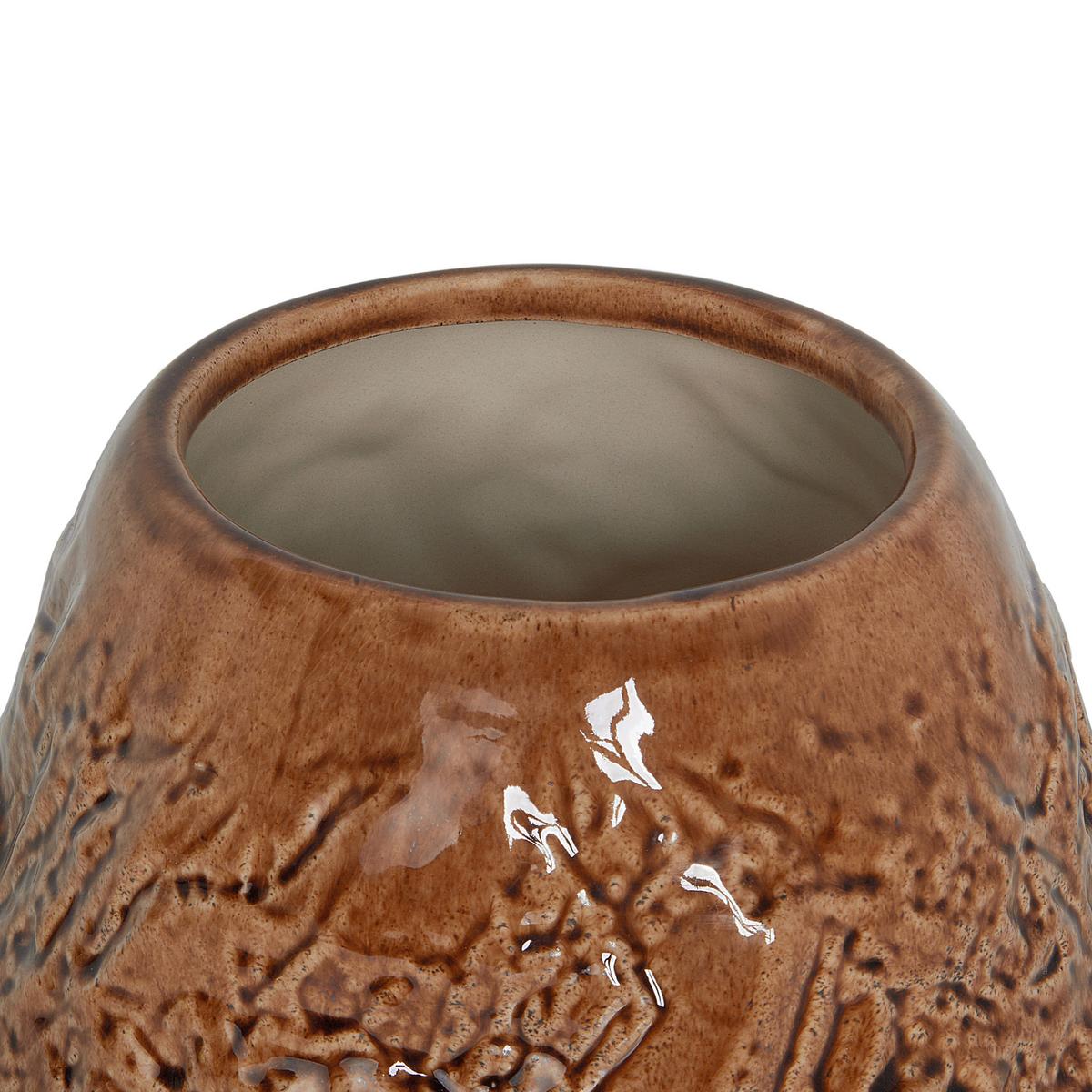 BLUMENVASE Steinzeug braun Betta - Braun, Stein (22cm) - Beliani