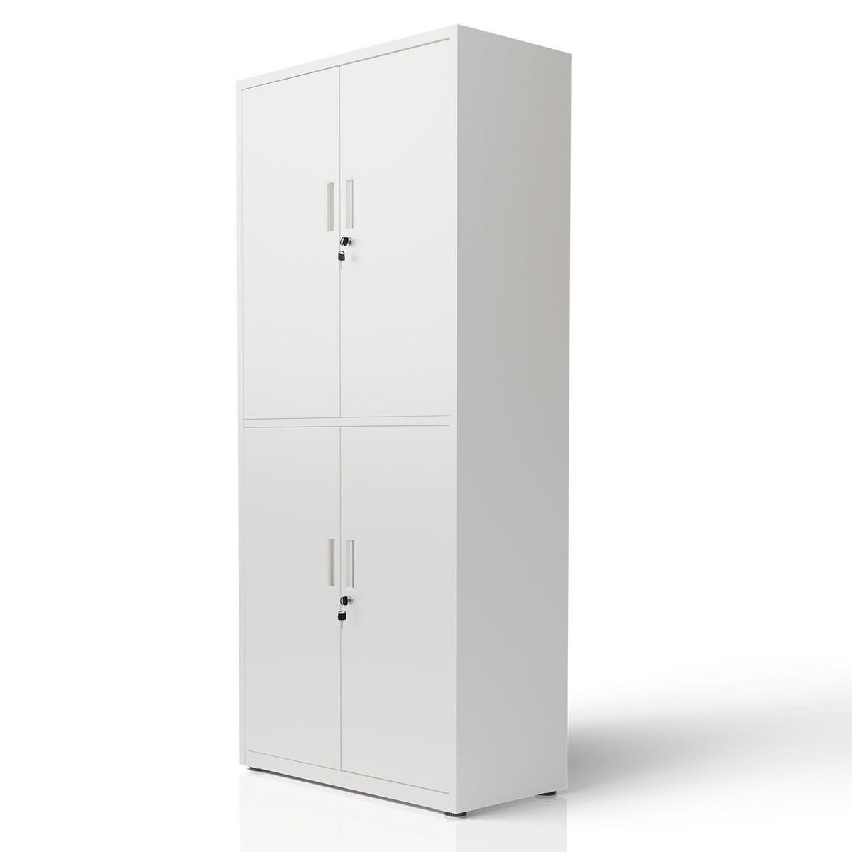 METALLSCHRANK 180/80/40 cm weiß abschließbar - Weiß, Metall (80/180/40cm) - Juskys