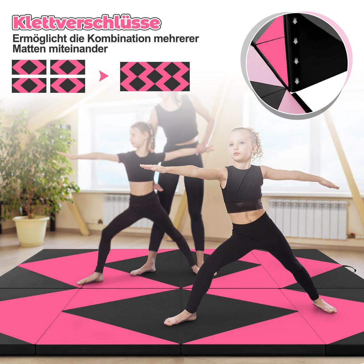 SPORTMATTE Rosa - Pink/Schwarz, Leder (240/120cm) - COSTWAY