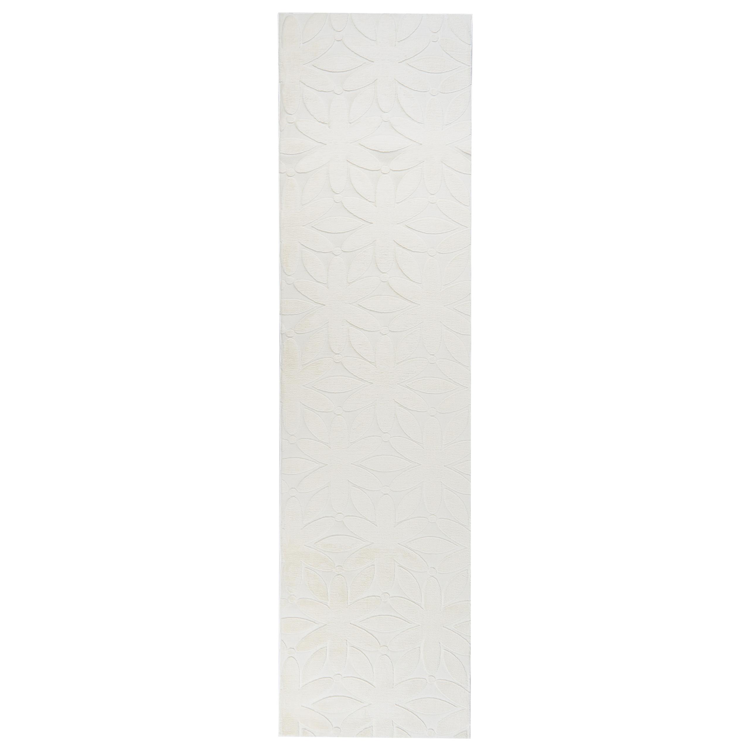 TEPPICH Cremeweiß 80/300 cm Hood - Creme/Weiß, Textil (80/300cm) - Beliani