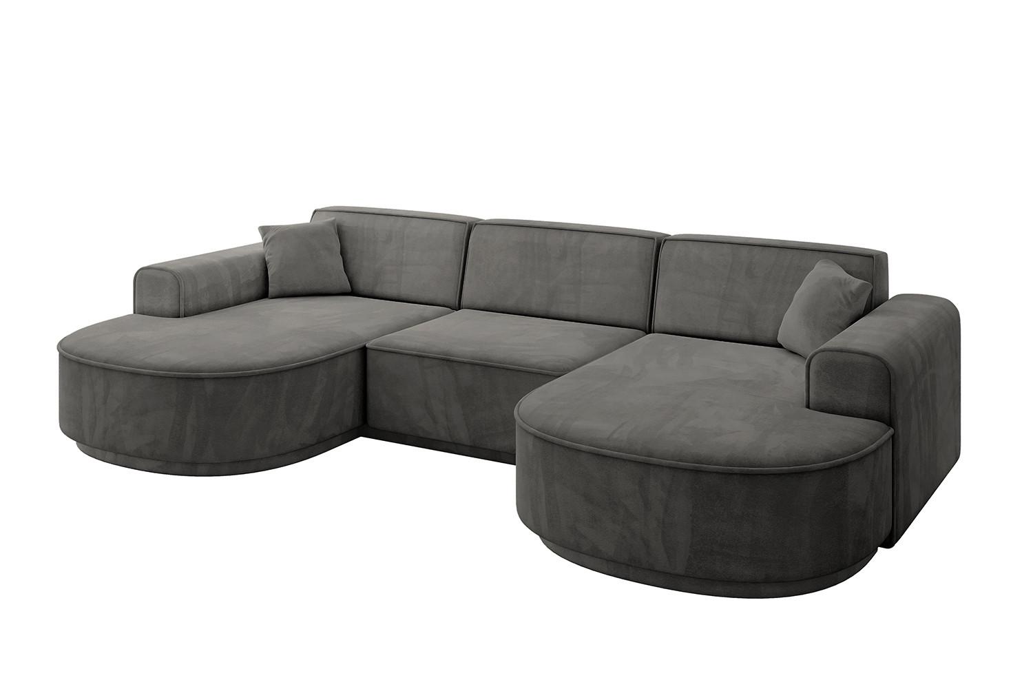 WOHNLANDSCHAFT MARI-U1-v3 - 303x171x83 cm Dunkelgrau Velours - Dunkelgrau/Schwarz, Holzwerkstoff/Kunststoff (303/83/171cm) - ALTDECOR