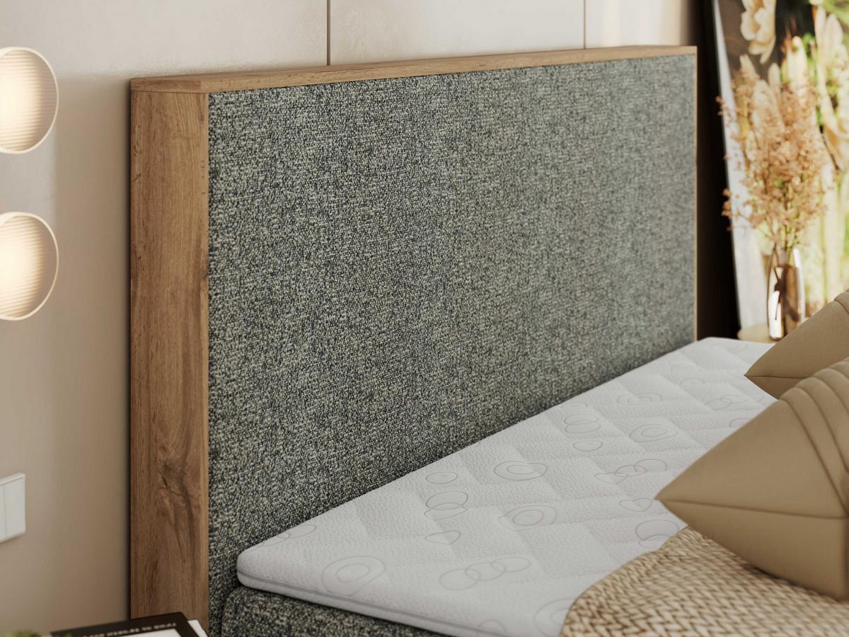 BOXBETT WOOD CLASSIC 160/200 - Grau Strukture - H4 - Grau, Textil (160/200cm) - MKS