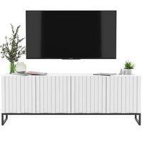 TV-SCHRANK Elpis Weiß Matt mit Metallrahmen Glamour 150 cm - Schwarz/Weiß, Holzwerkstoff/Metall (150/51.5/36.5cm) - Meble Lindner
