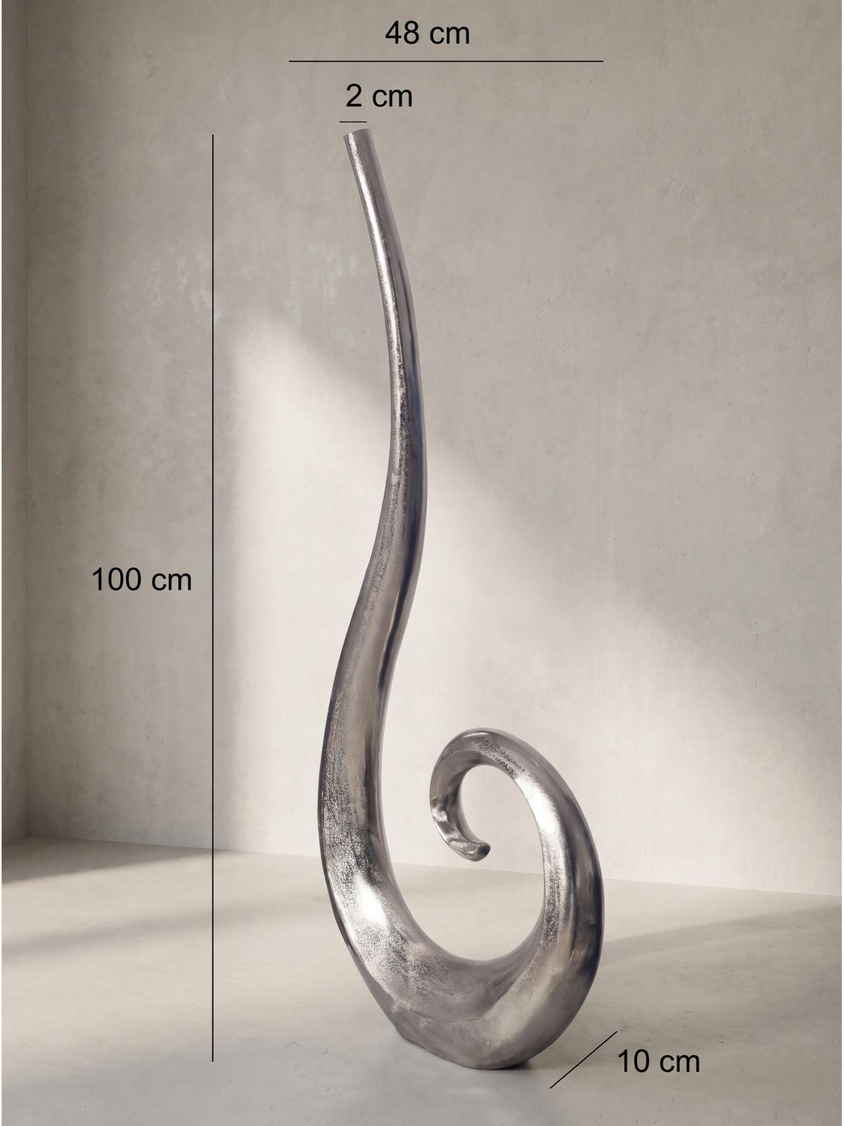 BODENVASE BAVENO, Aluminium, handgefertigt, Silber, 48 x 10 x 100 cm - Silberfarben, Metall (100cm) - KADIMA DESIGN