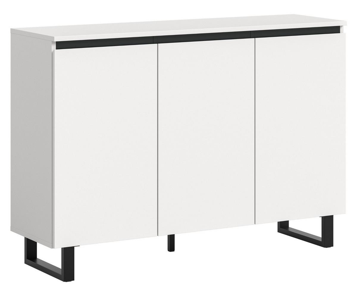 SIDEBOARD weiß, schwarz, 3-türige Kommode 120 x 84 cm mit Soft-Close - Schwarz/Weiß, Holzwerkstoff/Metall (120/84/36cm) - Inn.Furn