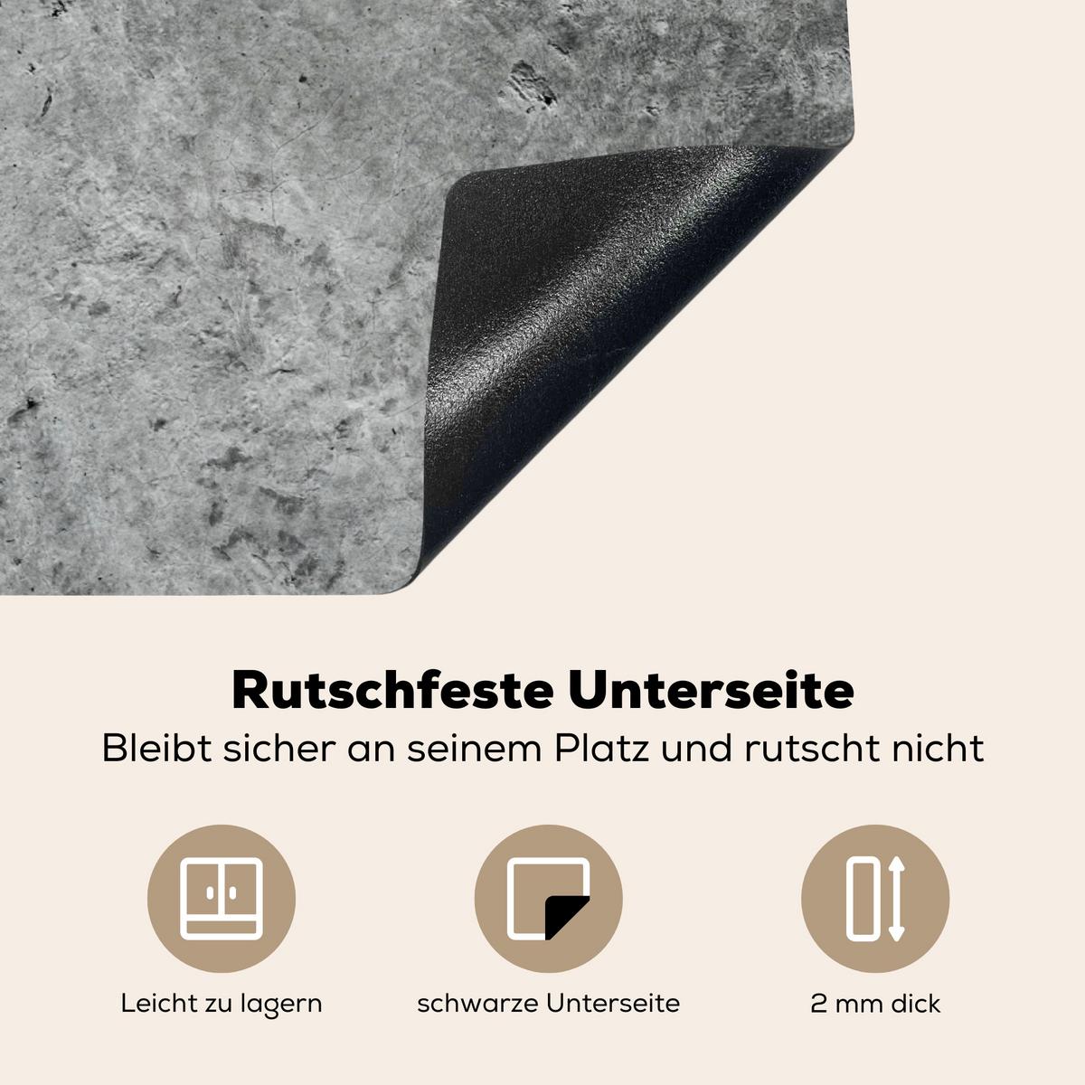HERDABDECKPLATTE Beton - Schiefer - Grau -Betonstruktur Herdabdeckung Induktionsfeld 70x52 cm - Grau, Kunststoff (70/52/0.2cm) - MuchoWow