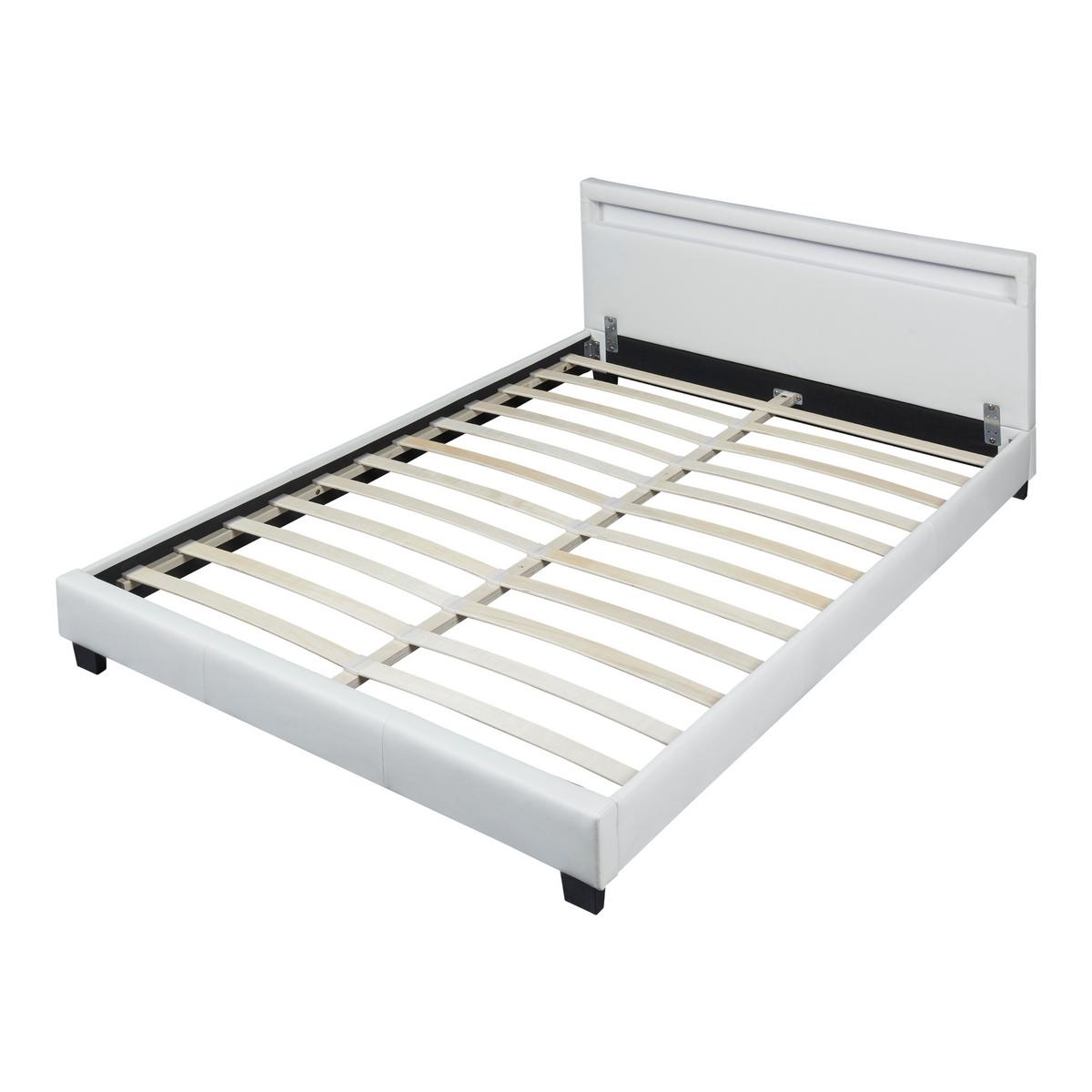 POLSTERBETT Paris mit LED-Beleuchtung - Weiß, Textil (140/200cm) - Corium