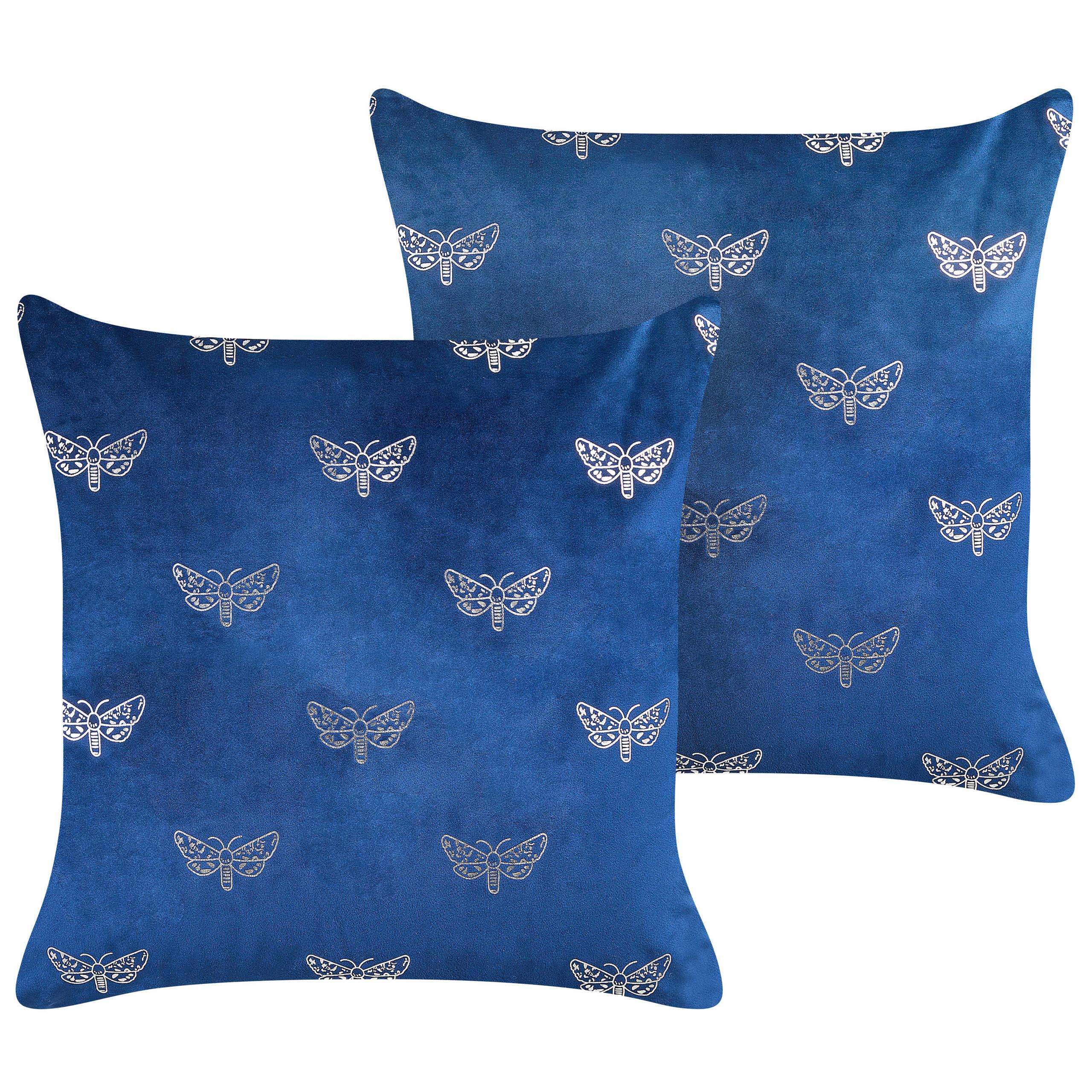 DEKOKISSEN 2er-Set Marineblau 45/45 cm Yuzuri - Dunkelblau, Textil (45/45cm) - Beliani