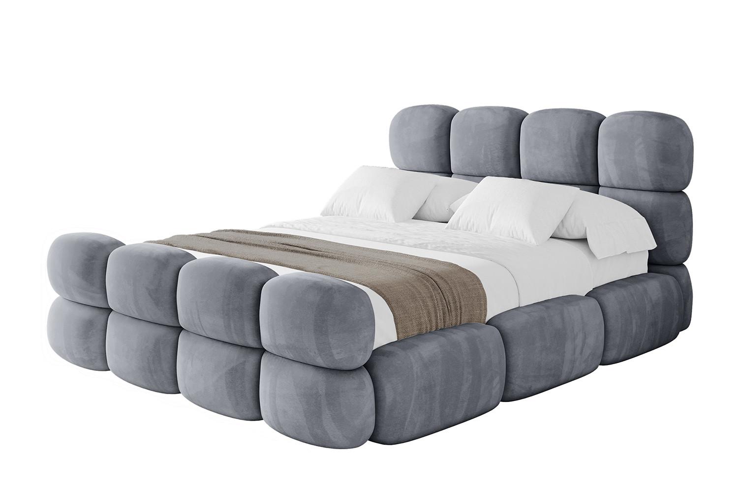 POLSTERBETT mit Bettkasten, Fußteil und Lattenrost, Boxbett ohne Matratze - NOMA-Z 180x200 Grau - Grau, Holzwerkstoff/Textil (180/200cm) - ALTDECOR
