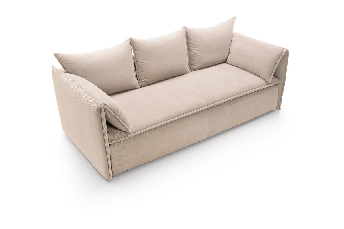 BETTSOFA PREGIO Beige Velours-Stoff mit Schlaffunktion - Beige, Textil (105/89/218cm) - MASSENO