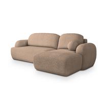 ECKSOFA MODENZA N R-S Beige Boucle-Stoff mit Schlaffunktion - Beige/Schwarz, Holz/Kunststoff (266/148cm) - MASSENO