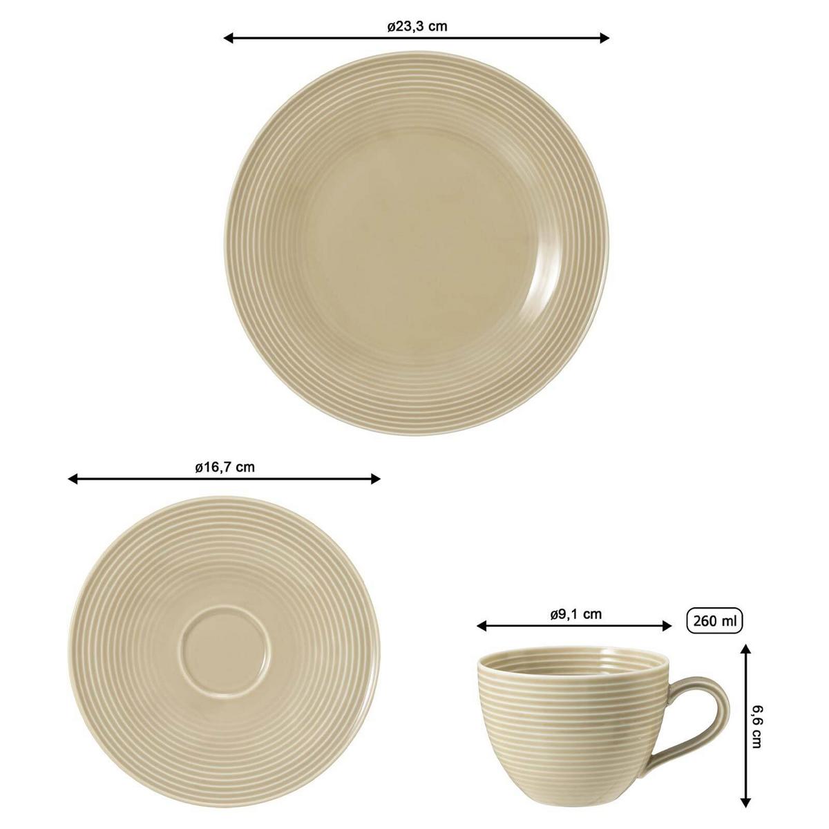 KAFFEESERVICE Beat Color Glaze Sandbeige 18-tlg. - Beige, Keramik (24/18.1/43cm) - Seltmann Weiden