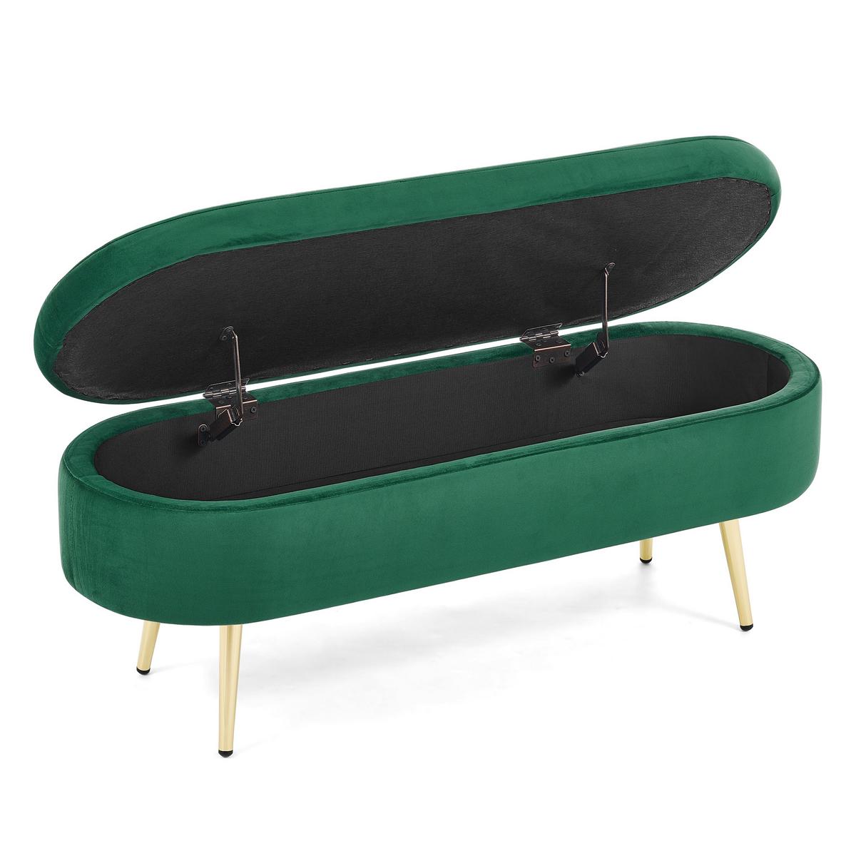 AUFBEWAHRUNGSTRUHE velvet & gold 110 cm - Dunkelgrün, Textil (110/42/40cm) - Urban Meuble