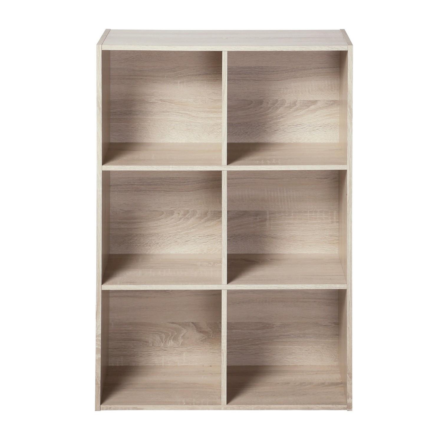 REGAL mit 6 Fächern - H91,5 x L61,5 cm - Eschefarben, Holzwerkstoff (29.5/91.5/31cm) - Calicosy