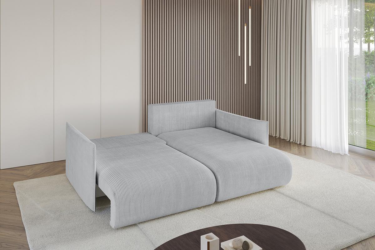ECKSOFA Ottomane rechts ONESK-L 216x177x72 Grau Cord - Grau, Holzwerkstoff/Kunststoff (177/216cm) - ALTDECOR
