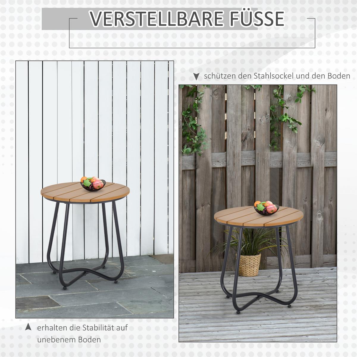 GARTEN BEISTELLTISCH, Braun, Stahl - Braun, Metall (49/49/48cm) - Outsunny