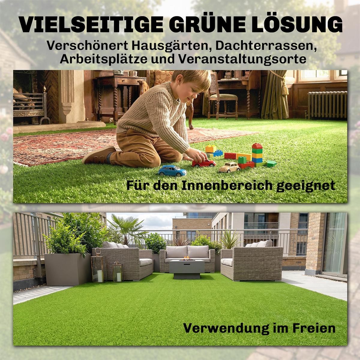 ROLLRASEN PP-BSF-Styrol-Butadien-Latex Grün - Grün, Kunststoff (400/100/2.5cm) - Outsunny