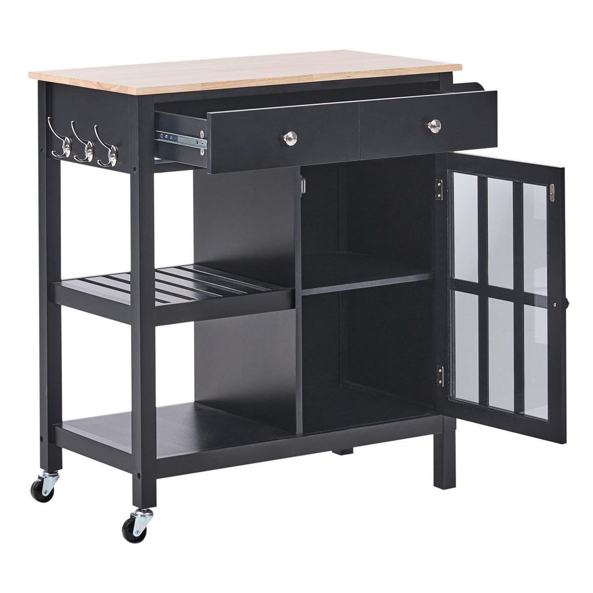 SERVIERWAGEN Schwarz Genoa - Schwarz/Braun, Holzwerkstoff (80/88/43cm) - Beliani