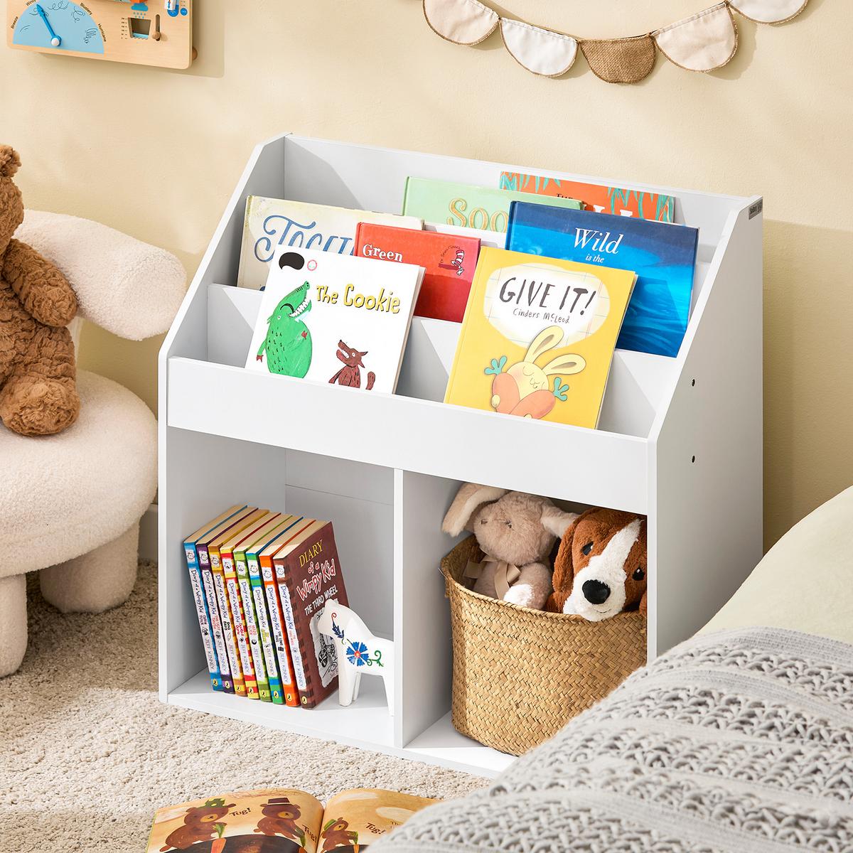 KINDER-BÜCHERREGAL, Kinderregal für Spielzeug, Weiß 68x68x30cm - Weiß, Holzwerkstoff (68/68/30cm) - SoBuy
