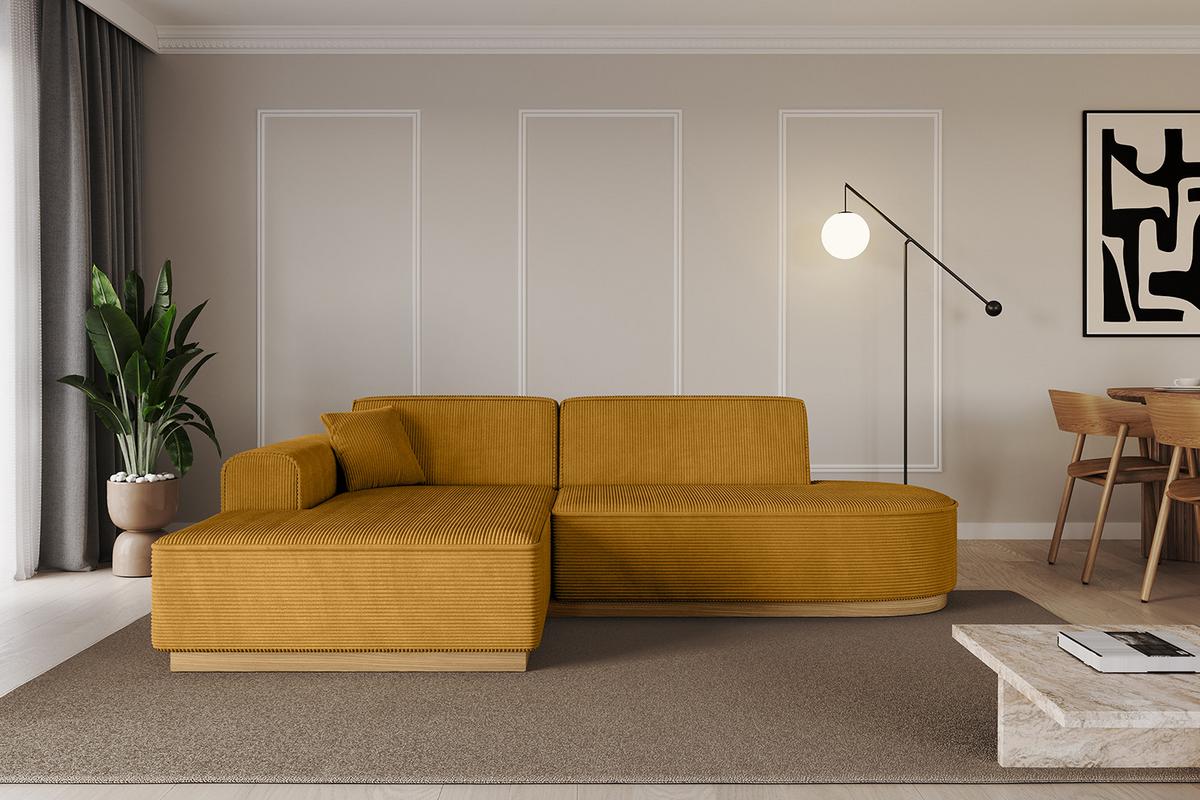ECKSOFA Ottomane Links IREA-L1-v2 - 232x165x80 cm Senfgelb - Grün, Holzwerkstoff/Textil (232/165cm) - ALTDECOR