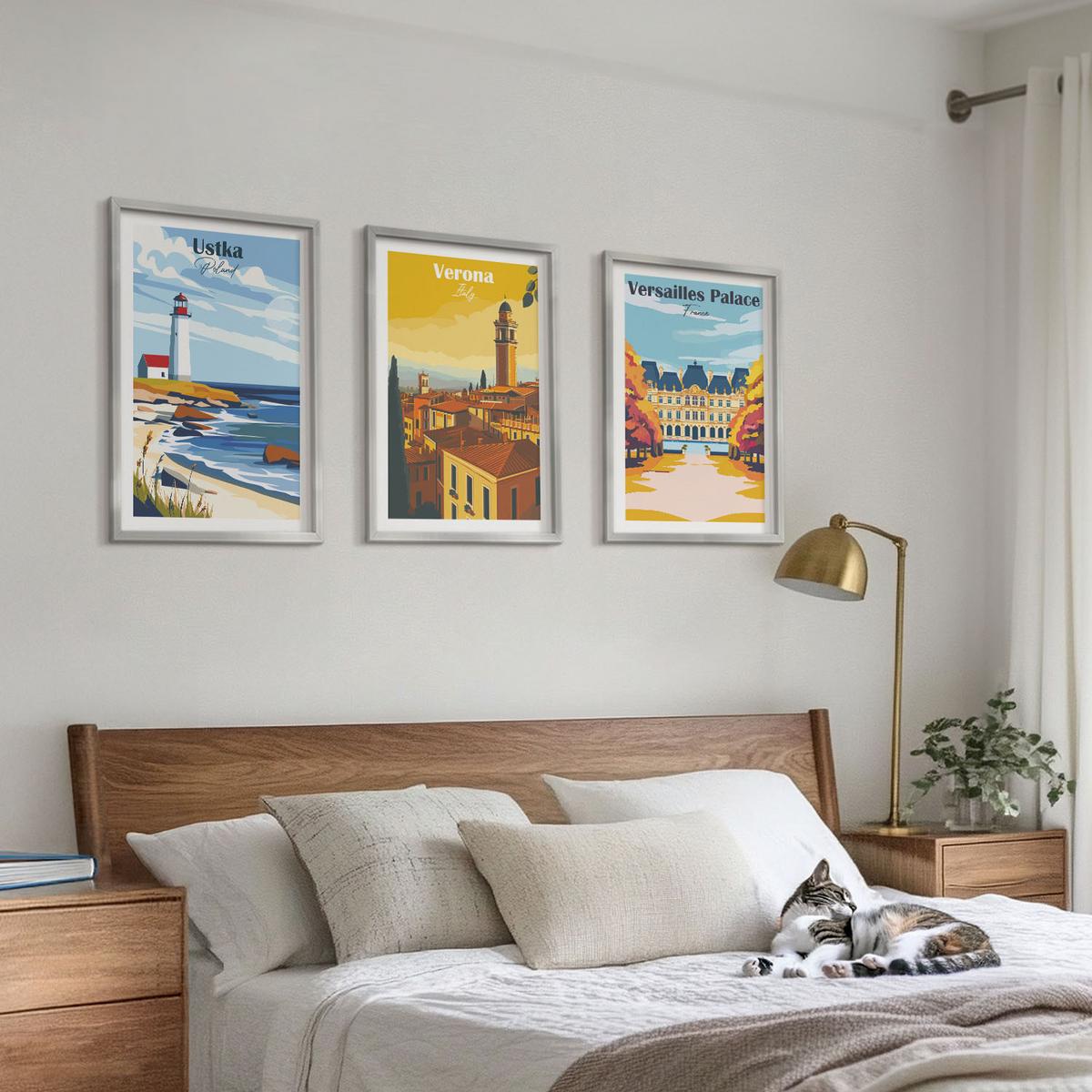 BILDER SET 3er Set - 40x60 cm Silberner Rahmen - Ansichten von Orten am Meer und von Städten - Silberfarben, Kunststoff (40/60cm) - TULUP