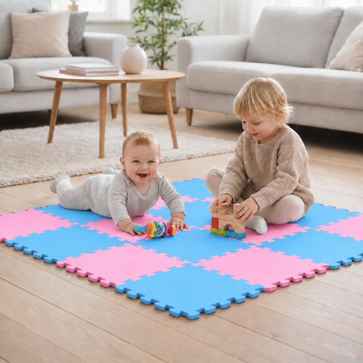 SPIELMATTE ab Null - 180/90/1 cm Puzzlematte Pink - Multicolor, Kunststoff (30/30cm) - Littletom