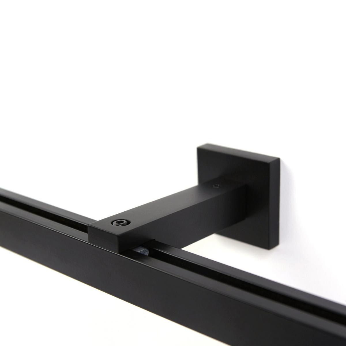GARDINENSCHIENE auf Maß 1-lauf Wandmontage Cube 130cm - Schwarz, Metall (130cm) - Deco-Raum