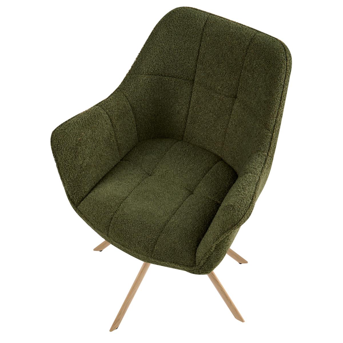 ESSZIMMERSTUHL drehbar Bouclé Grün Hayden - Braun/Grün, Textil (64/85/69cm) - Beliani