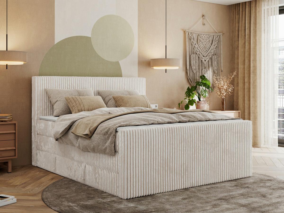 BOXSPRINGBETT TILIANO KING DUO 140/200 - Beige Cord - H4 - Beige, Textil (140/200cm) - MKS