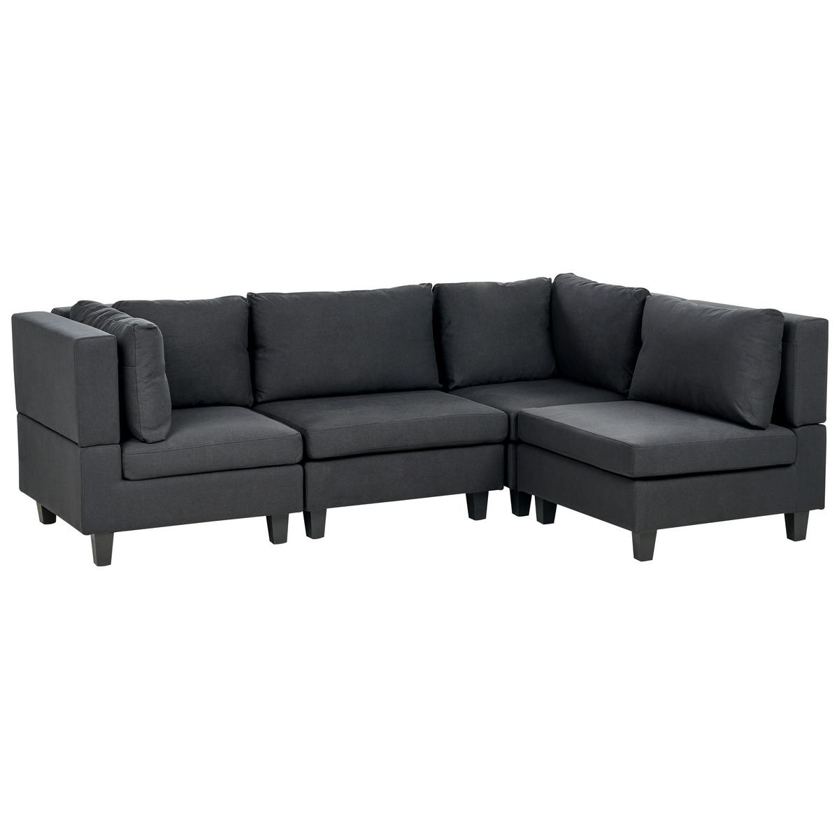 ECKSOFA Modul 4-Sitzer linksseitig Schwarz Stoff Unstad - Schwarz, Textil (228/152cm) - Beliani