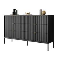 SIDEBOARD CORTADO KS154 MIT SCHUBLADEN SCHWARZ - Schwarz, Holzwerkstoff (154/91/39cm) - Lookway