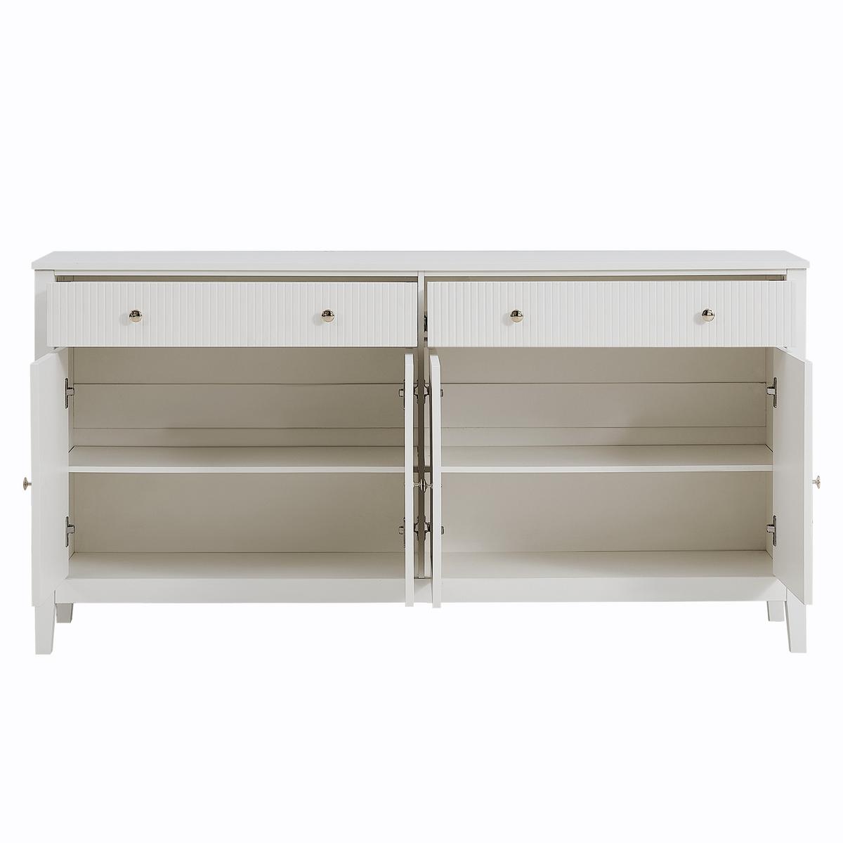 SIDEBOARD aus mattweißem MDF, mit 4 Türen und 2 Schubladen - Weiß, Holzwerkstoff (160/82/40cm) - Urban Meuble