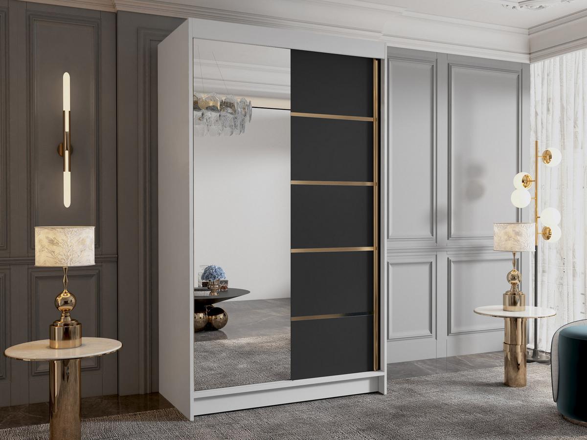 SCHIEBETÜRENSCHRANK Vigo III - Goldfarben/Multicolor, Holzwerkstoff/Metall (100/200/58cm) - MIRJAN24