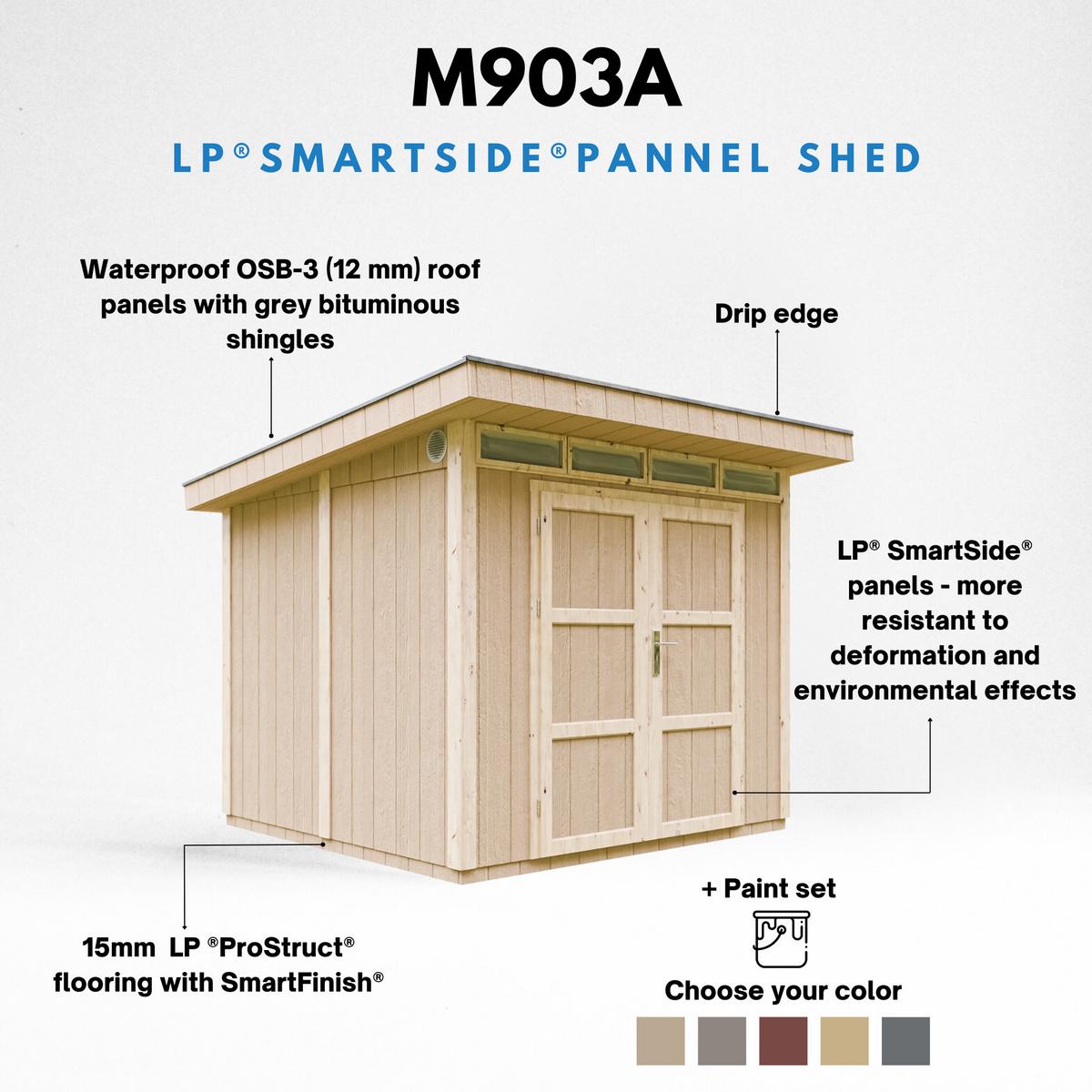 HOLZ-GARTENHAUS basis LP SmartSide 5,9m² mit B279xL293xH239 cm - M903A - CAVERN STEEL - Dunkelgrau, Holz (294/237/279cm) - Timbela