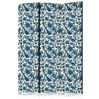 PARAVENT Einseitig Bedruckter 3-tlg 135x172 cm V gel und Rosen - Blau, Holz/Textil (135/172/3cm) - Muralo