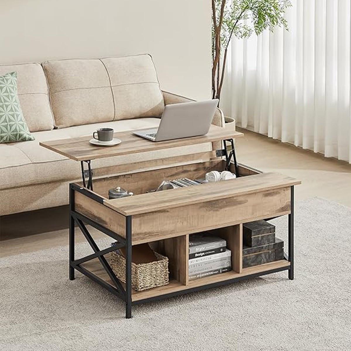 COUCHTISCH mit aufklappbarer Platte B100 cm - Braun, Holzwerkstoff (12.2/60/48cm) - Calicosy