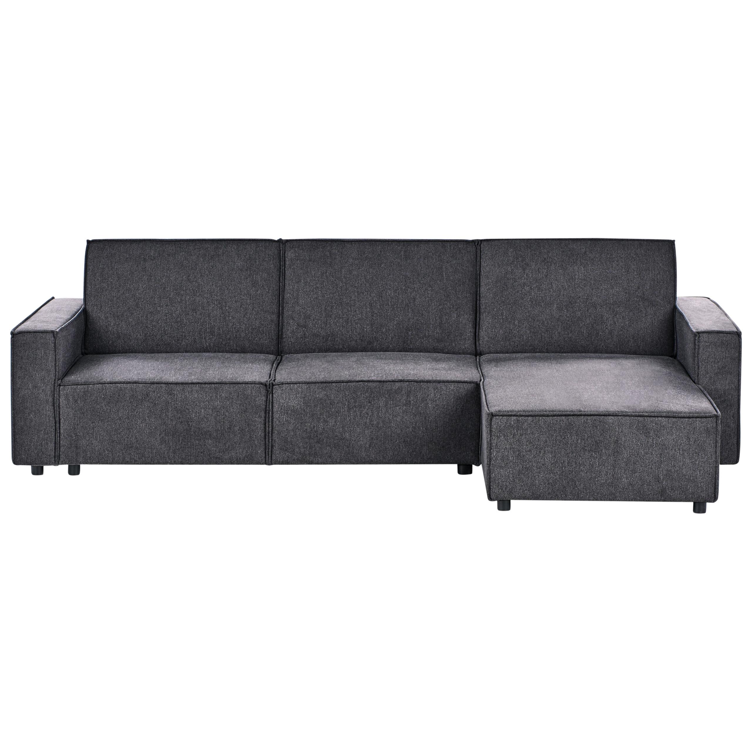ECKSCHLAFSOFA 3-Sitzer Stoff Graphitgrau linksseitig Romedal Ii - Graphitfarben, Textil (290/173cm) - Beliani