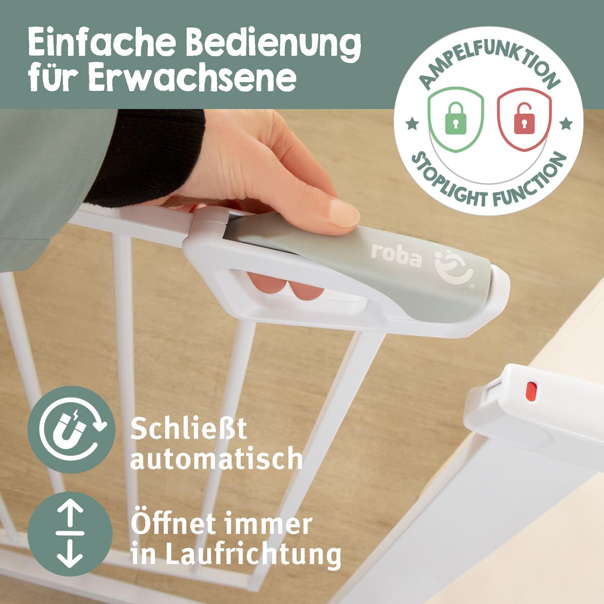 TÜRSCHUTZGITTER easySafe+ zum Klemmen - 75 - 82 cm - Weiß, Metall (82/5cm) - Roba