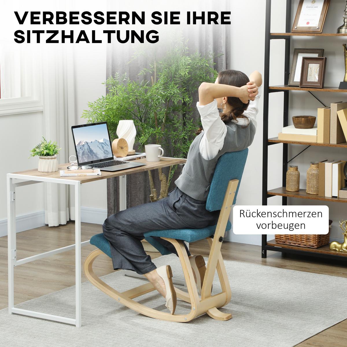 KNIESTUHL Birkenholz Polyester Blau - Blau, Holz (51/93/84cm) - HOMCOM