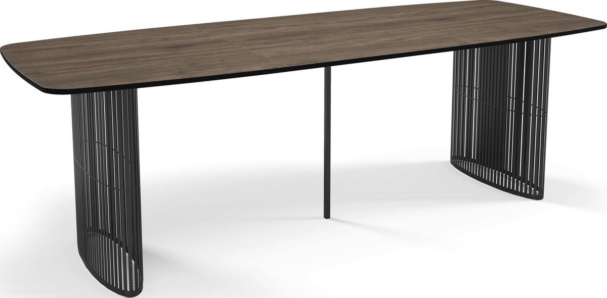 ESSTISCH Cavaro rechteckig oval ausziehbar, Walnuss Braun 200-276/90/76 cm - Walnussfarben/Schwarz, Holzwerkstoff/Metall (90/276/76cm) - WFL GROUP